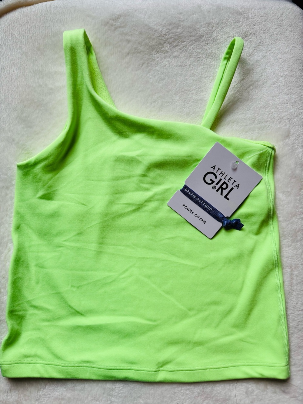 NWT Athleta Neon Lime One-Shoulder Tank Top